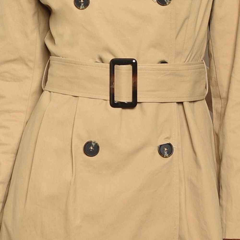 Boat Neck Double Breasted Trench Coat Tan Womens - Picture 4 of 7
